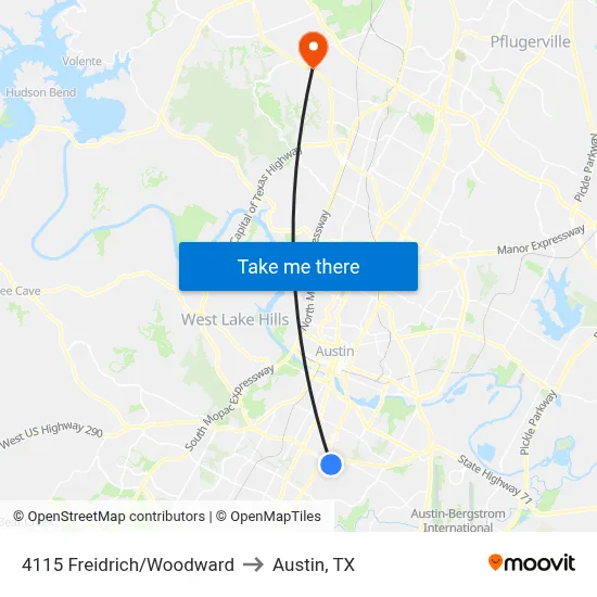 4115 Freidrich/Woodward to Austin, TX map