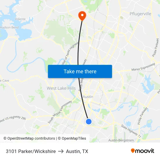 3101 Parker/Wickshire to Austin, TX map