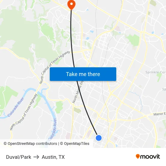 Duval/Park to Austin, TX map