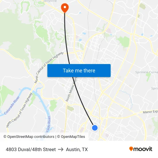 4803 Duval/48th Street to Austin, TX map