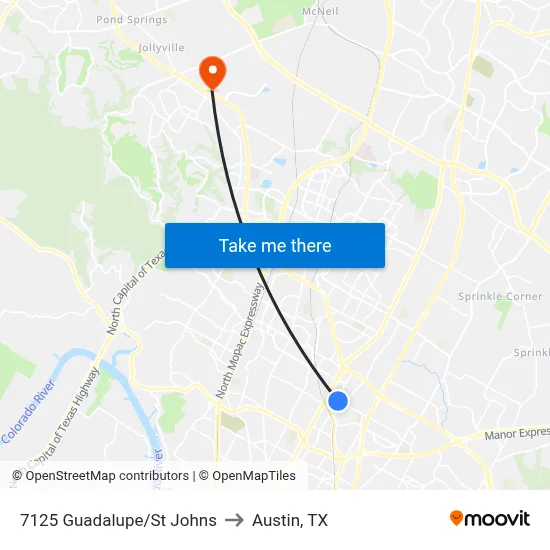 7125 Guadalupe/St Johns to Austin, TX map