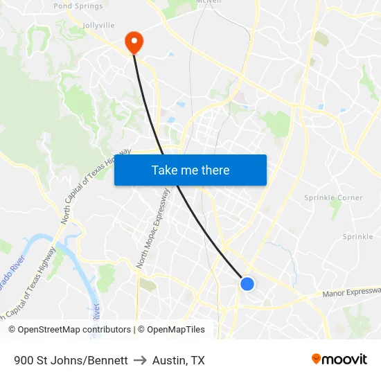 900 St Johns/Bennett to Austin, TX map