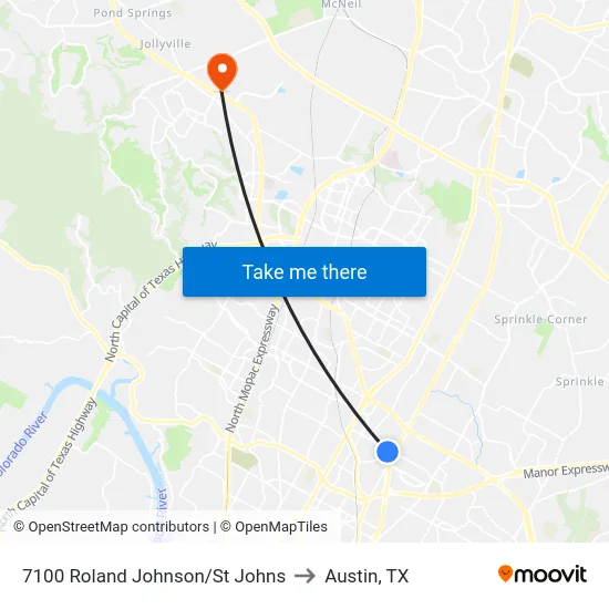 7100 Roland Johnson/St Johns to Austin, TX map