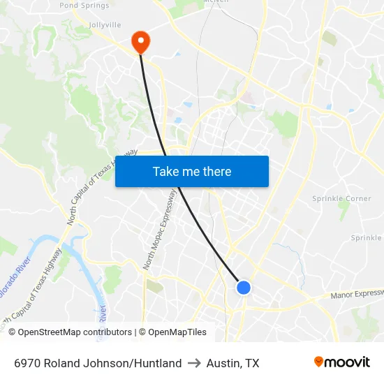6970 Roland Johnson/Huntland to Austin, TX map