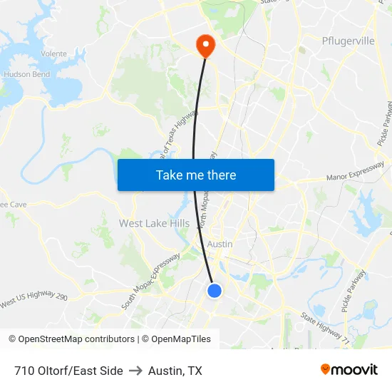 710 Oltorf/East Side to Austin, TX map