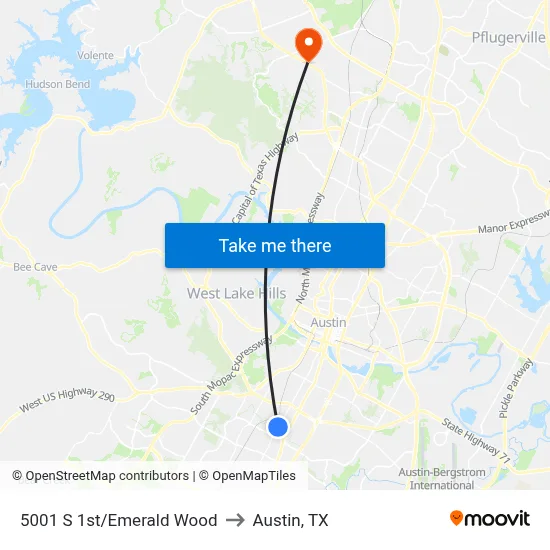 5001 S 1st/Emerald Wood to Austin, TX map