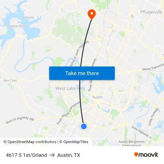 4617 S 1st/Orland to Austin, TX map