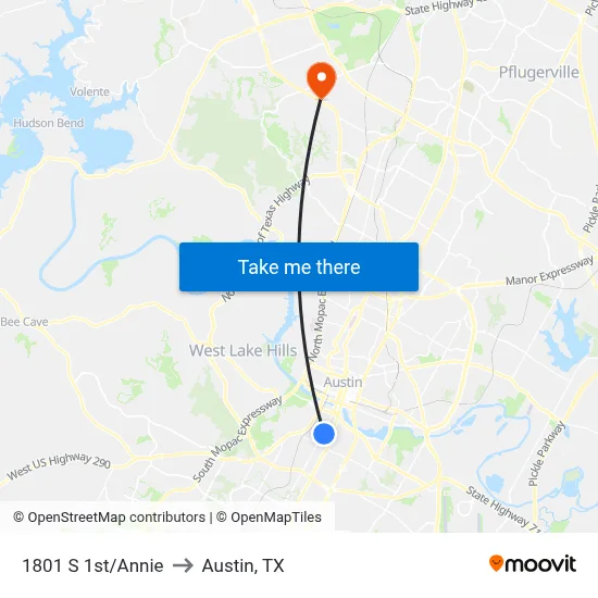 1801 S 1st/Annie to Austin, TX map