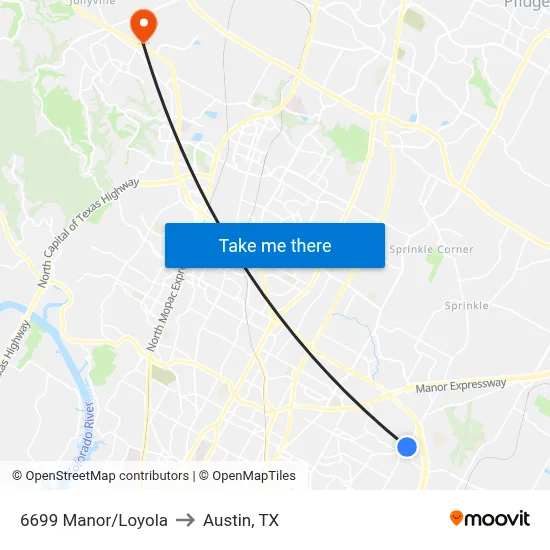 6699 Manor/Loyola to Austin, TX map
