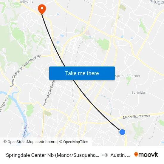 Springdale Center Nb (Manor/Susquehanna) to Austin, TX map