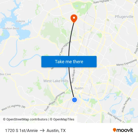 1720 S 1st/Annie to Austin, TX map