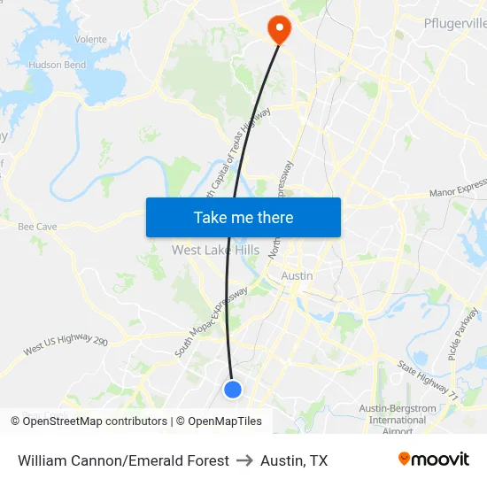 William Cannon/Emerald Forest to Austin, TX map