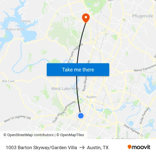 1003 Barton Skyway/Garden Villa to Austin, TX map