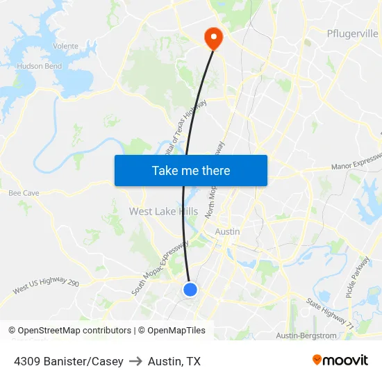 4309 Banister/Casey to Austin, TX map
