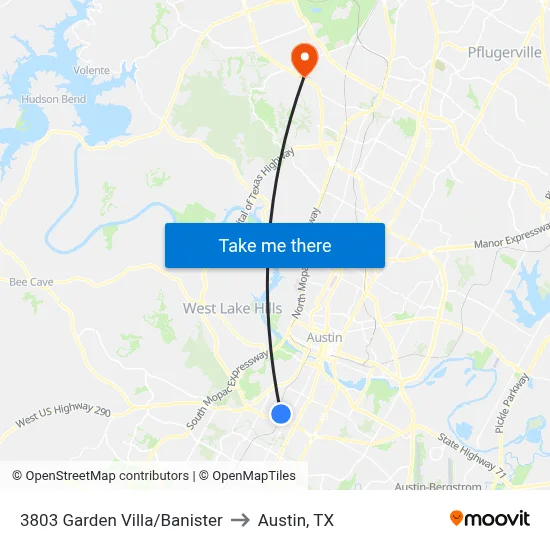 3803 Garden Villa/Banister to Austin, TX map