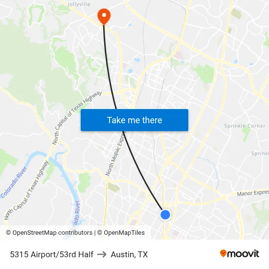 5315 Airport/53rd Half to Austin, TX map