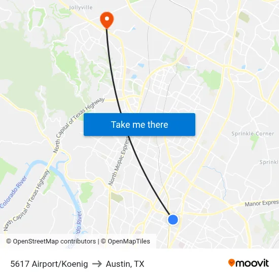 5617 Airport/Koenig to Austin, TX map