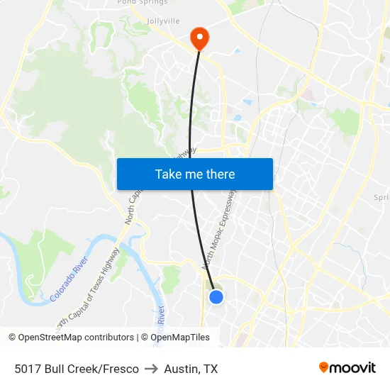 5017 Bull Creek/Fresco to Austin, TX map