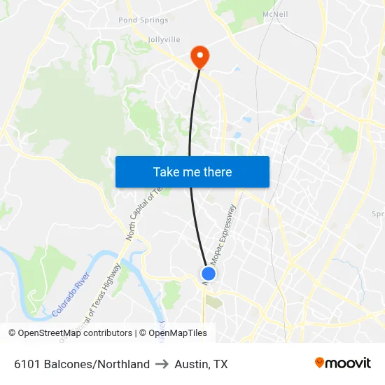 6101 Balcones/Northland to Austin, TX map
