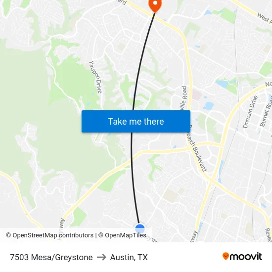7503 Mesa/Greystone to Austin, TX map