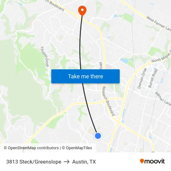 3813 Steck/Greenslope to Austin, TX map