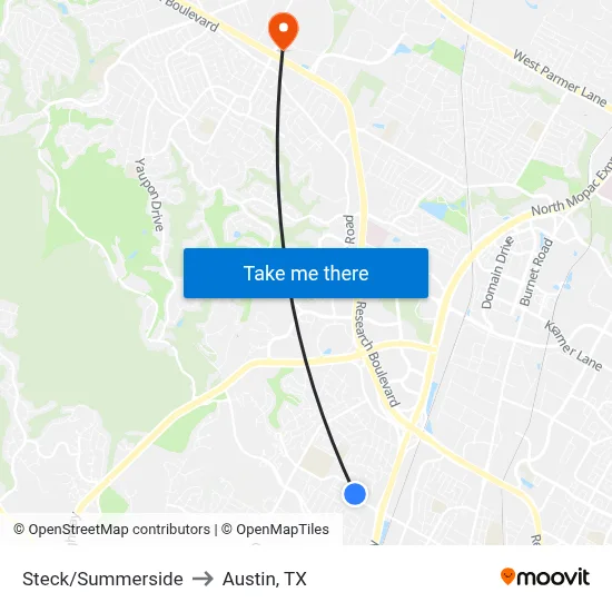 Steck/Summerside to Austin, TX map
