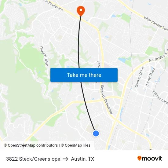 3822 Steck/Greenslope to Austin, TX map