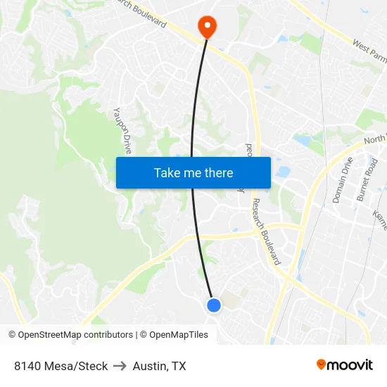 8140 Mesa/Steck to Austin, TX map