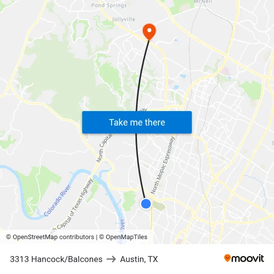 3313 Hancock/Balcones to Austin, TX map