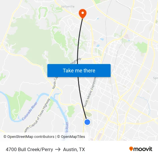 4700 Bull Creek/Perry to Austin, TX map