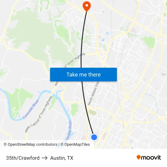 35th/Crawford to Austin, TX map