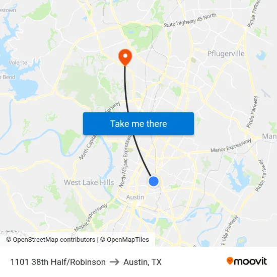 1101 38th Half/Robinson to Austin, TX map