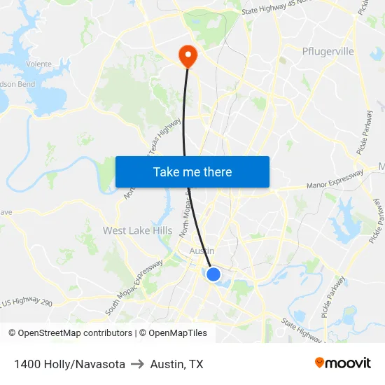1400 Holly/Navasota to Austin, TX map