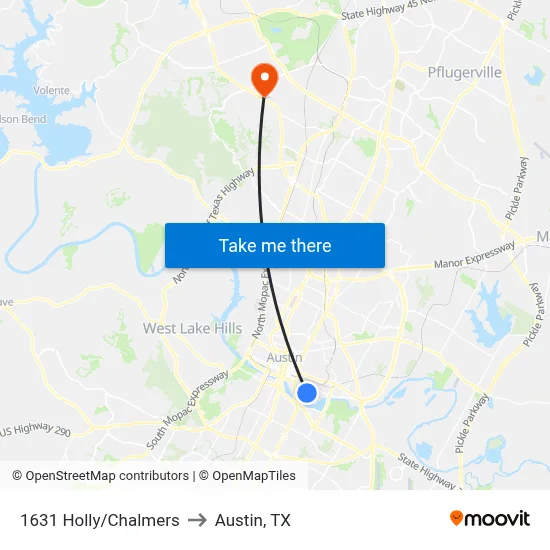 1631 Holly/Chalmers to Austin, TX map