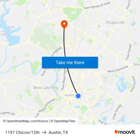 1197 Chicon/12th to Austin, TX map