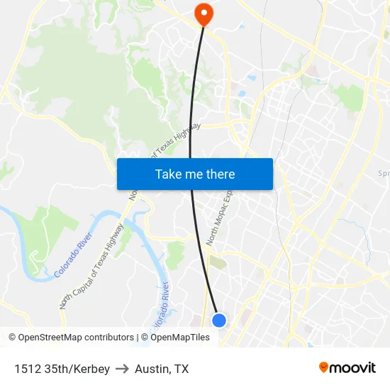 1512 35th/Kerbey to Austin, TX map
