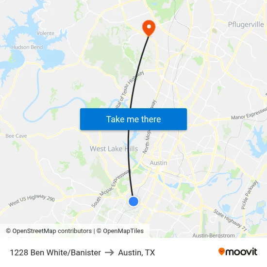1228 Ben White/Banister to Austin, TX map