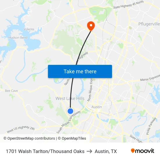 1701 Walsh Tarlton/Thousand Oaks to Austin, TX map
