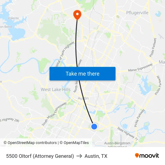 5500 Oltorf (Attorney General) to Austin, TX map
