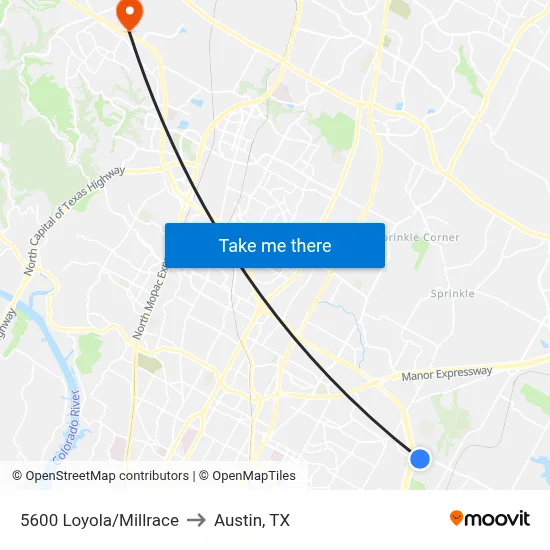 5600 Loyola/Millrace to Austin, TX map