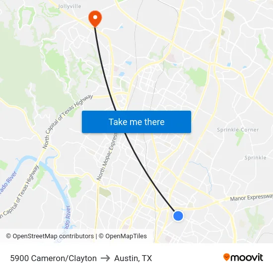5900 Cameron/Clayton to Austin, TX map