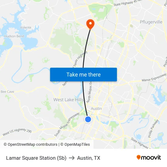 Lamar Square Station (Sb) to Austin, TX map