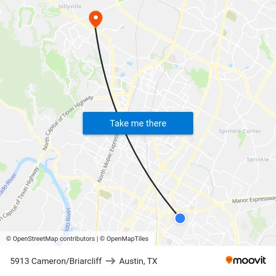 5913 Cameron/Briarcliff to Austin, TX map