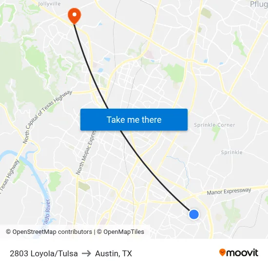 2803 Loyola/Tulsa to Austin, TX map