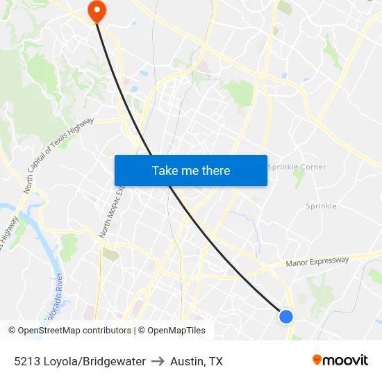 5213 Loyola/Bridgewater to Austin, TX map