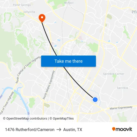 1476 Rutherford/Cameron to Austin, TX map