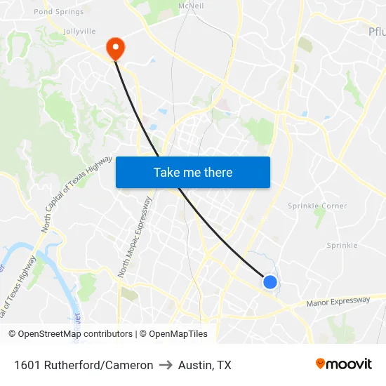 1601 Rutherford/Cameron to Austin, TX map