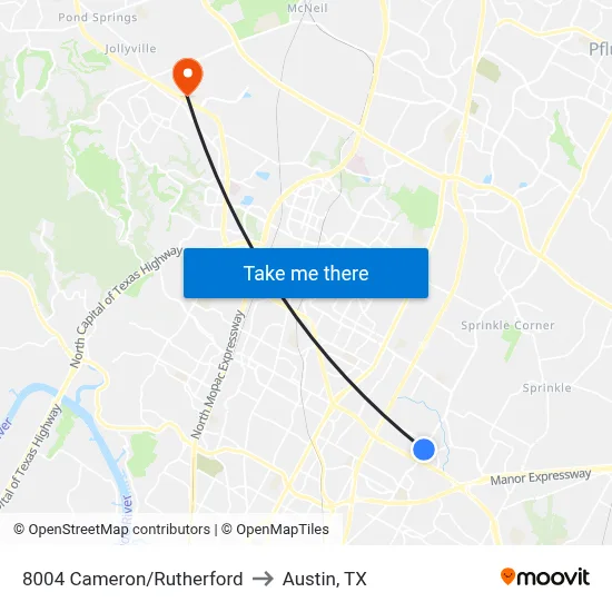 8004 Cameron/Rutherford to Austin, TX map