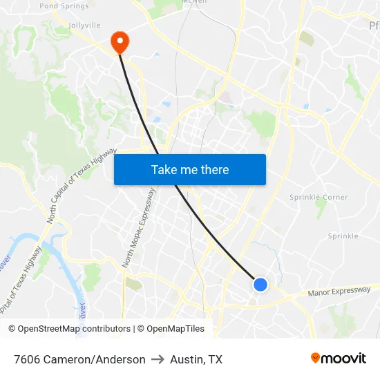 7606 Cameron/Anderson to Austin, TX map