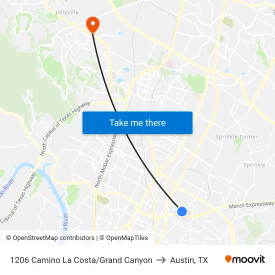 1206 Camino La Costa/Grand Canyon to Austin, TX map